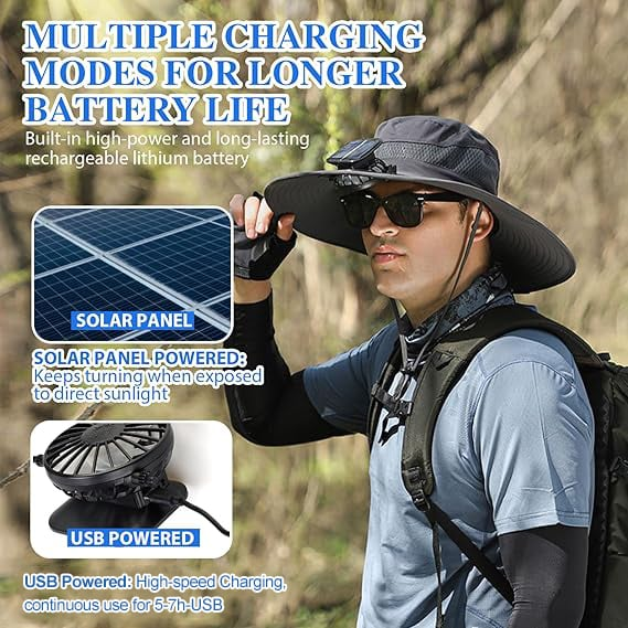 2026 New Ultralight Solar Fan Sun Hat