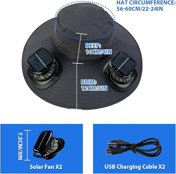 2026 New Ultralight Solar Fan Sun Hat